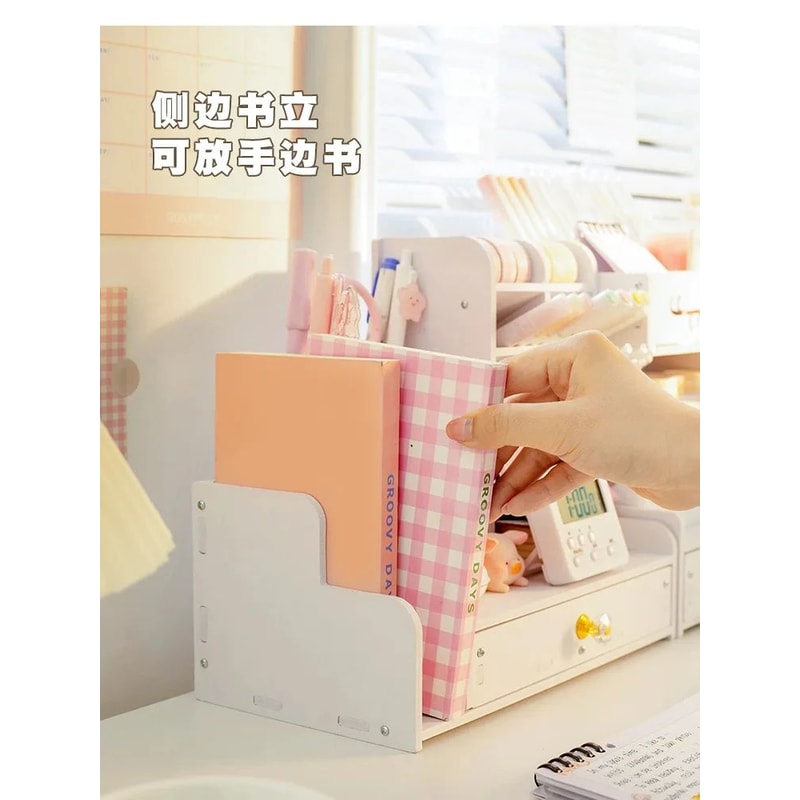 Wooden Desktop Pen And Stationery Organizer With MultiShelves 9