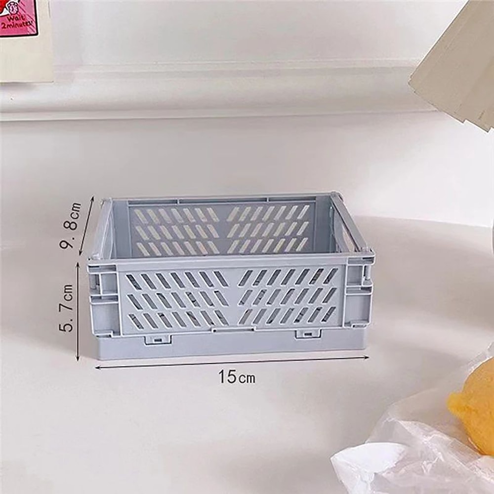 Collapsible Plastic Folding Storage Crate For Desktop Home 5