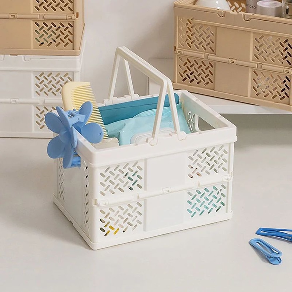 Collapsible Plastic Folding Storage Crate For Desktop Home 9
