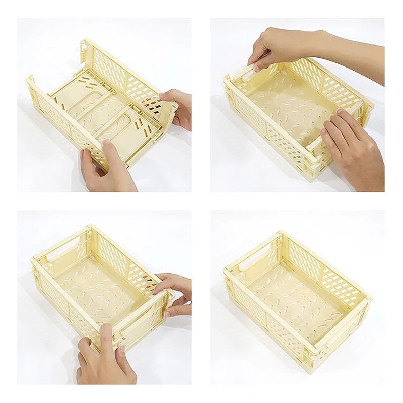 Collapsible Plastic Folding Storage Crate For Desktop Home 10