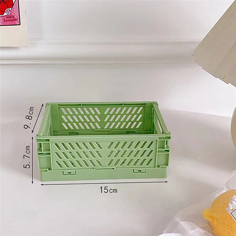 Collapsible Plastic Folding Storage Crate For Desktop Home 15