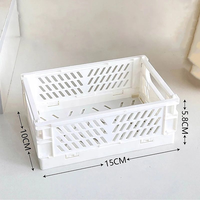 Collapsible Plastic Folding Storage Crate For Desktop Home 11