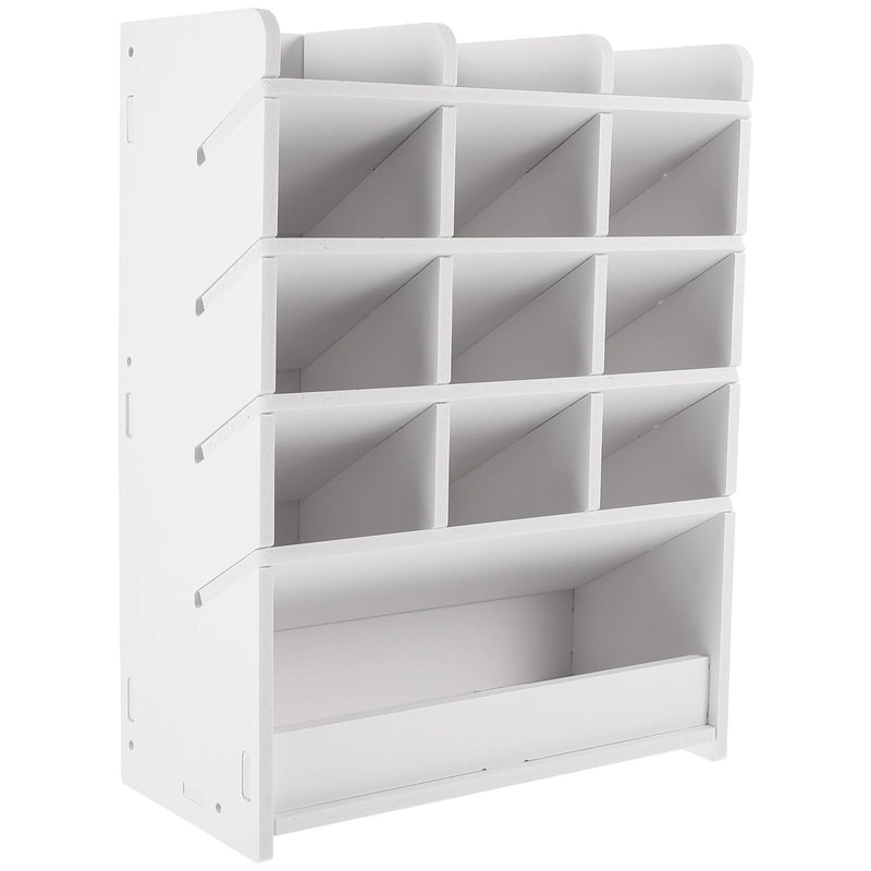 Wooden Desktop Stationery And Remote Control Organizer Box 0