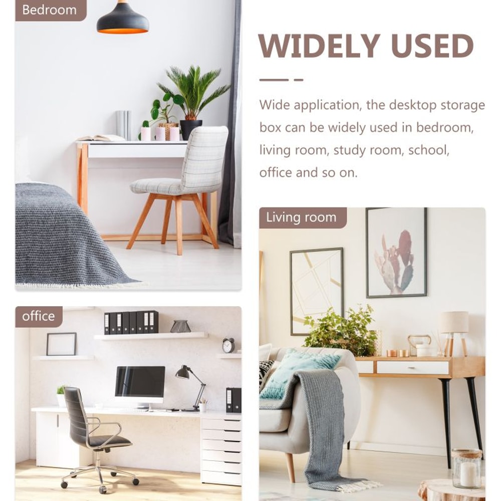 Wooden Desktop Stationery And Remote Control Organizer Box 6