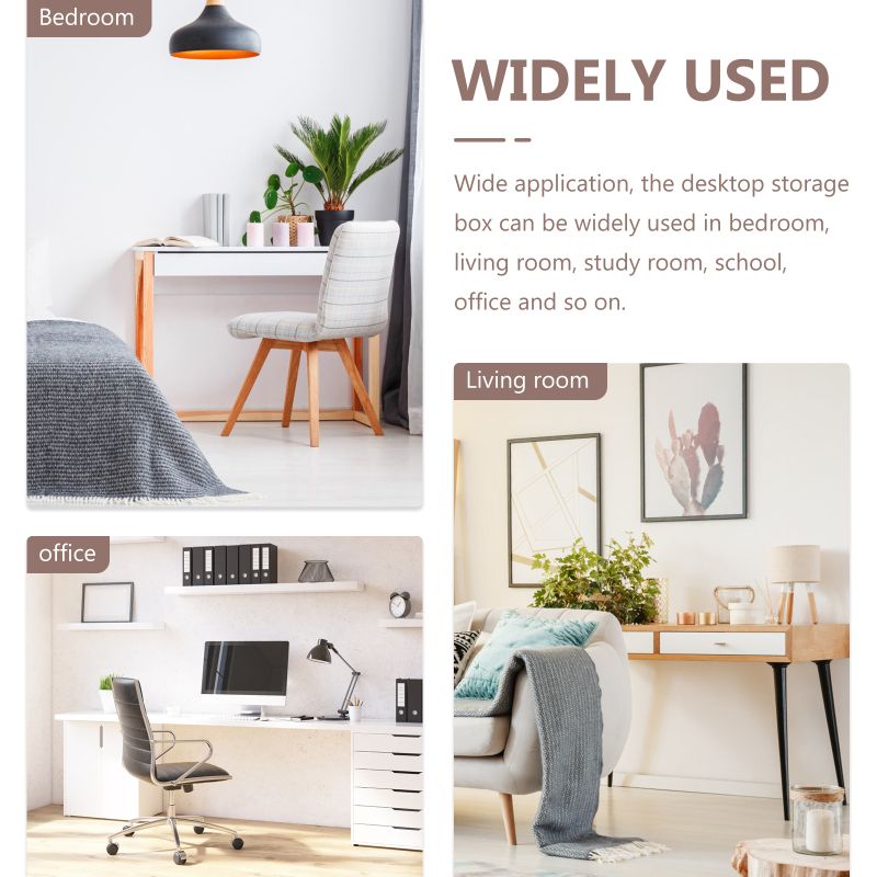 Wooden Desktop Stationery And Remote Control Organizer Box 6