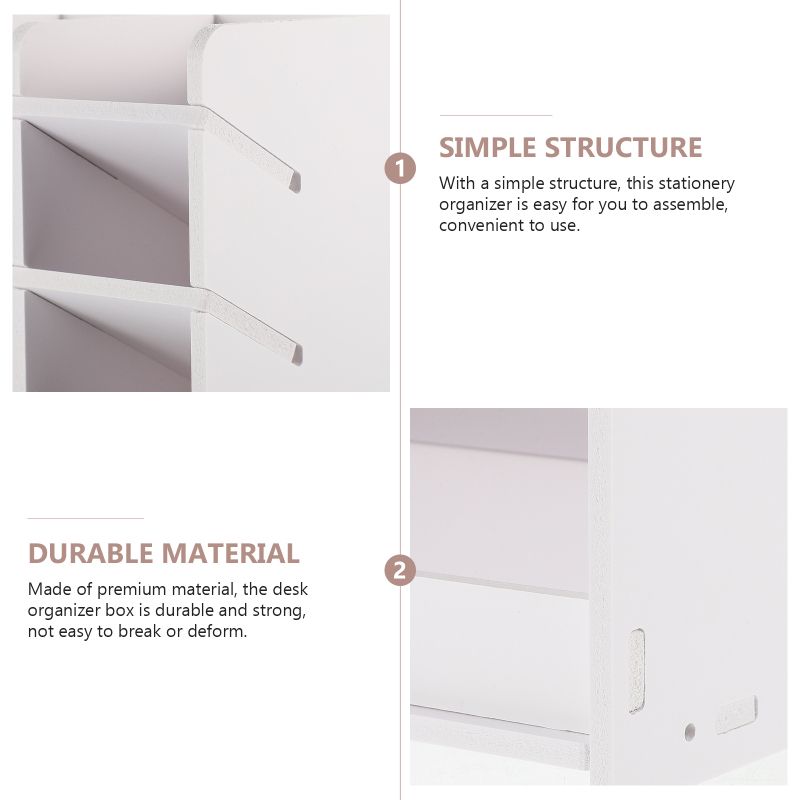 Wooden Desktop Stationery And Remote Control Organizer Box 7