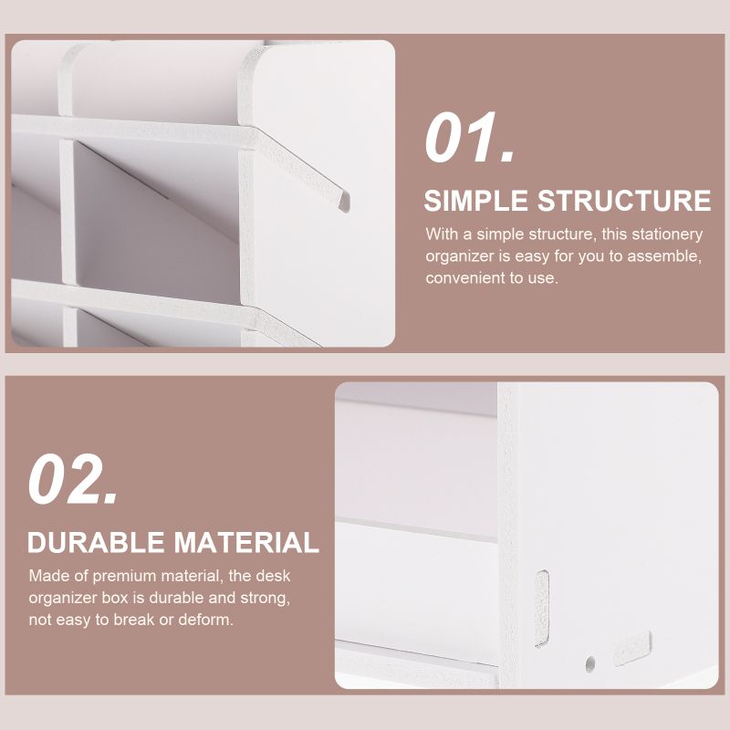 Wooden Desktop Stationery And Remote Control Organizer Box 9