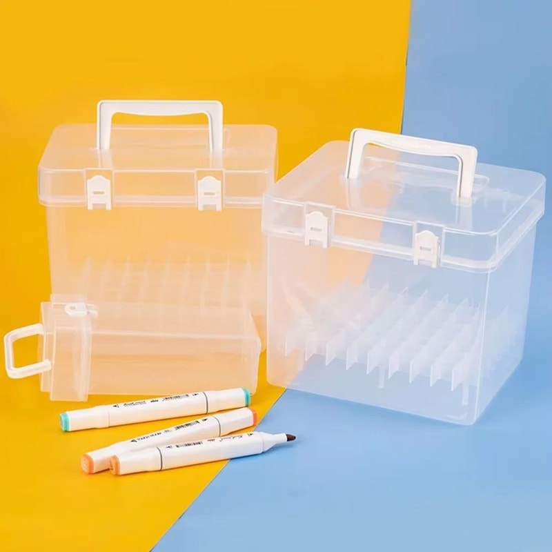 Portable Transparent Marker Pen Organizer Box 6