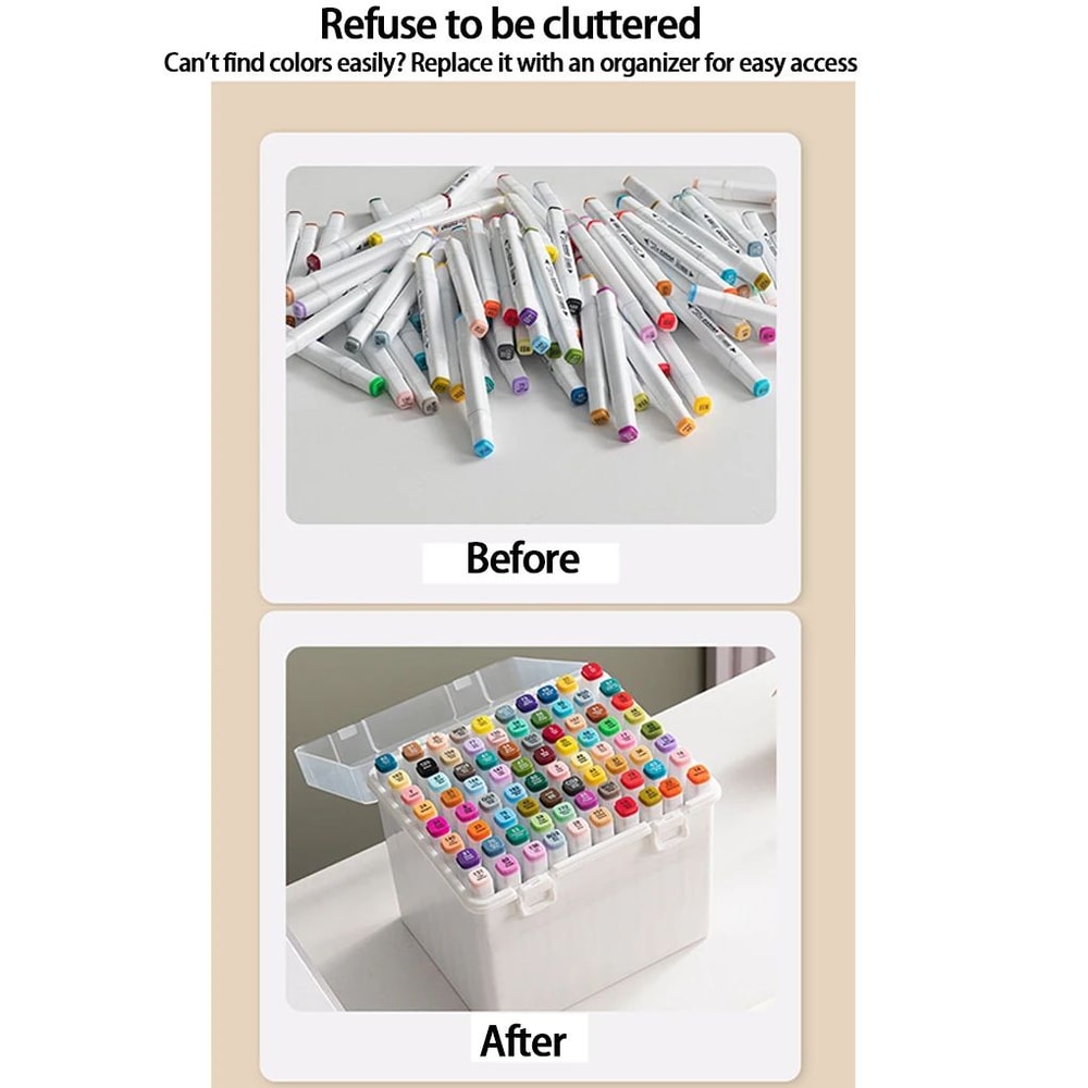 Portable Transparent Marker Pen Organizer Box 11