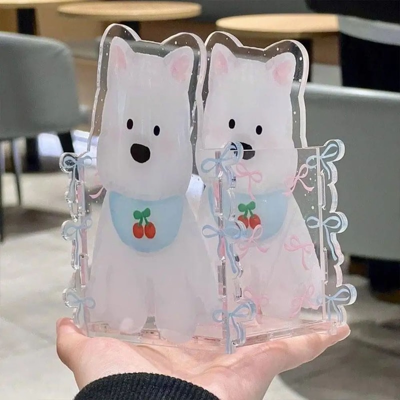 Cute Cartoon Acrylic Dog Pen Holder Desk Organizer 13