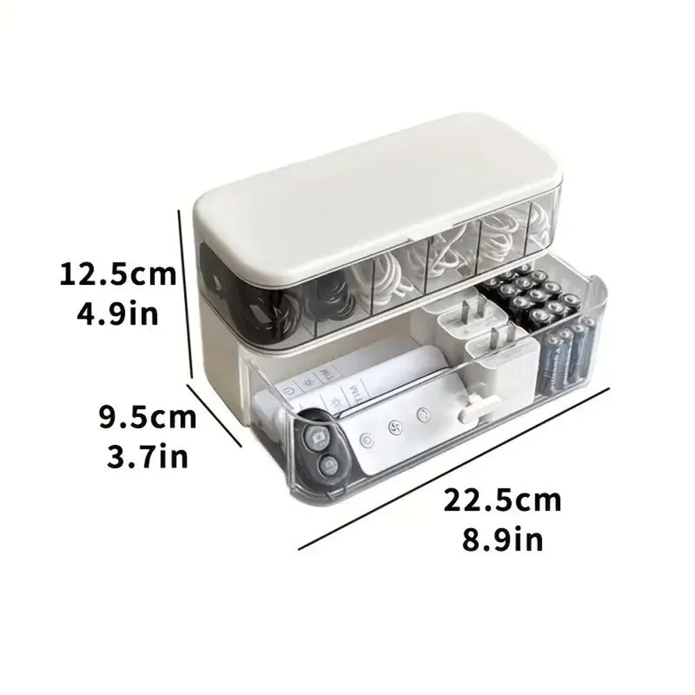 Double Layer Transparent Cable Desk Organizer Box 5