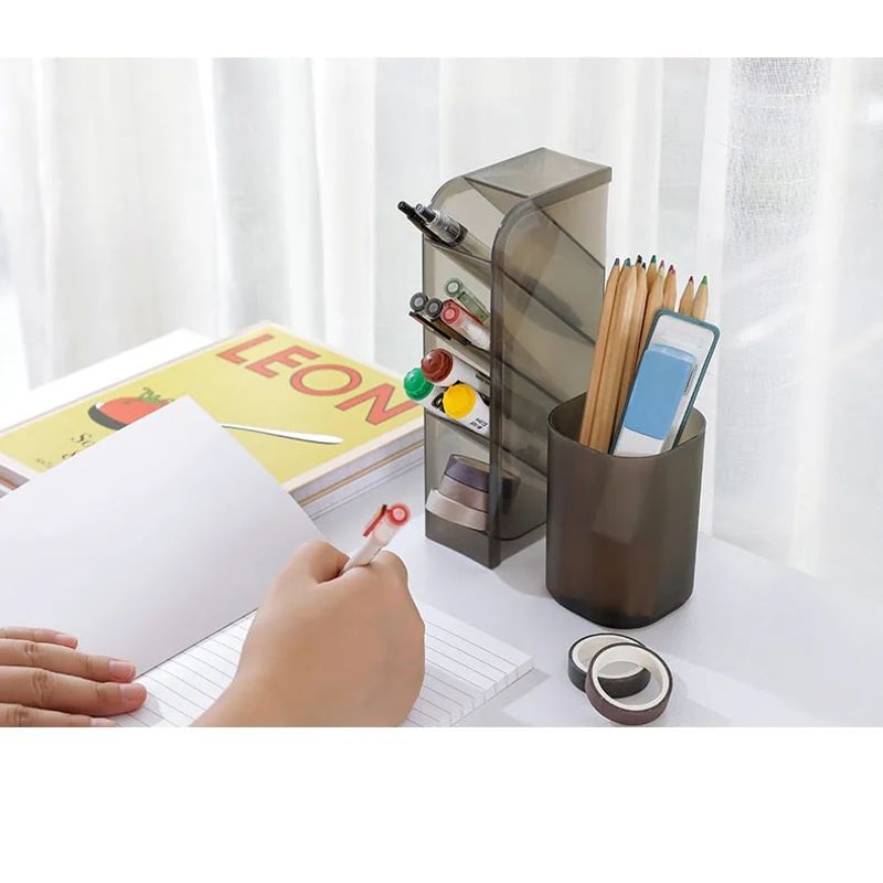 Matte Kawaii Large Capacity Desk Pen And Makeup Holder 12