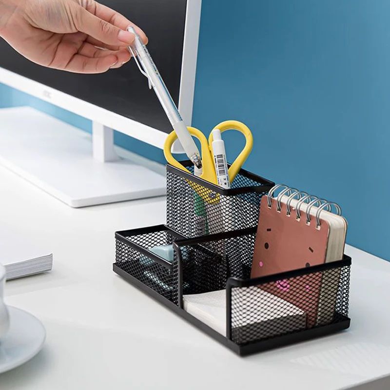 Creative Metal 3Grid Desk Organizer Pen File Holder 5