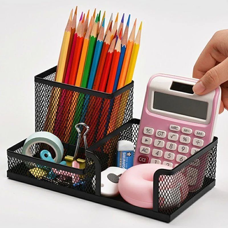 Creative Metal 3Grid Desk Organizer Pen File Holder 9