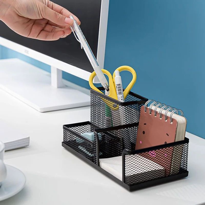 Creative Metal 3Grid Desk Organizer Pen File Holder 12