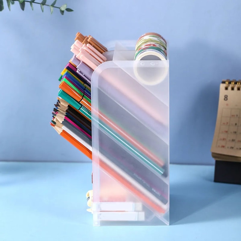 Transparent Large Capacity Multifunction Desktop Pen Holder 5