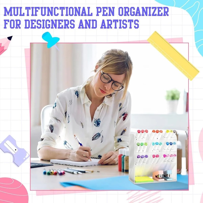 Transparent Large Capacity Multifunction Desktop Pen Holder 6