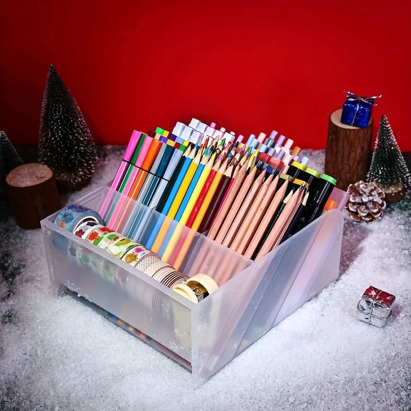 Transparent Large Capacity Multifunction Desktop Pen Holder 7