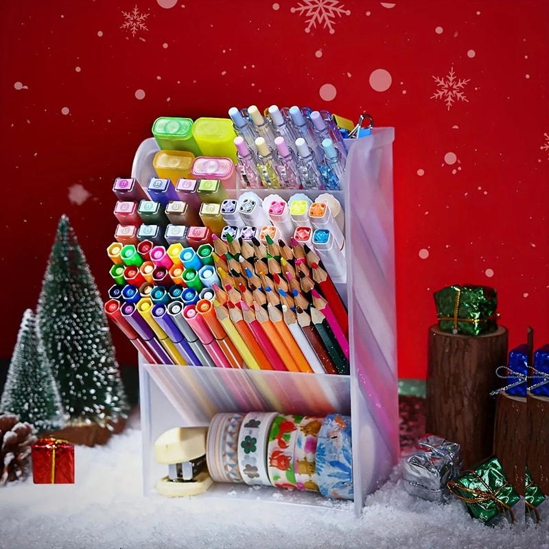 Transparent Large Capacity Multifunction Desktop Pen Holder 8