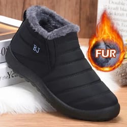 waterproof plush winter ankle boots for women