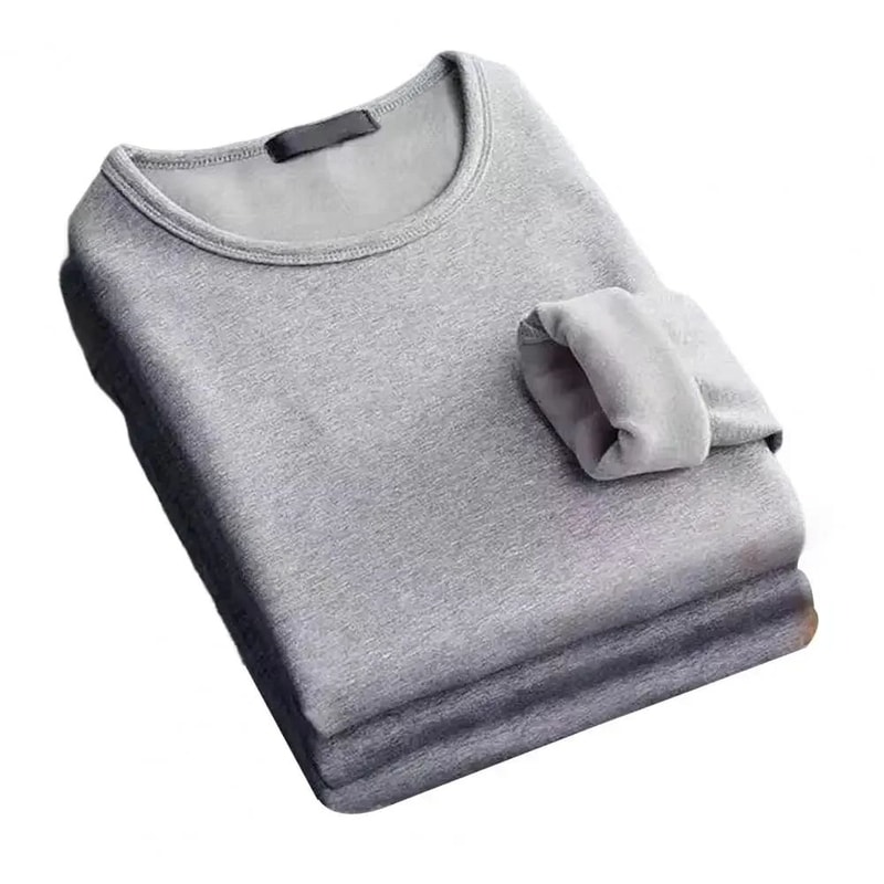 Mens Thermal Fleece Long Sleeve Winter T Shirt 2