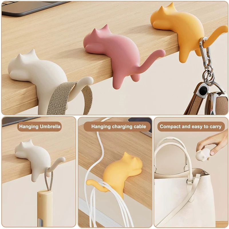 Cute Cat Table Keychain Hook Holder 1