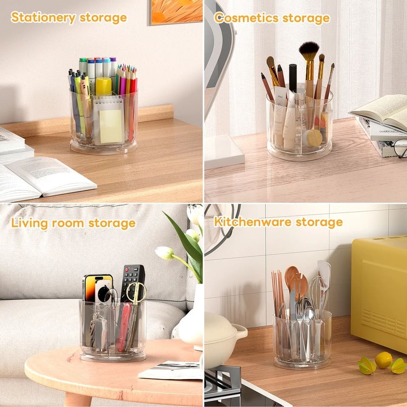 360 Rotating Makeup Brush And Desk Organizer 4