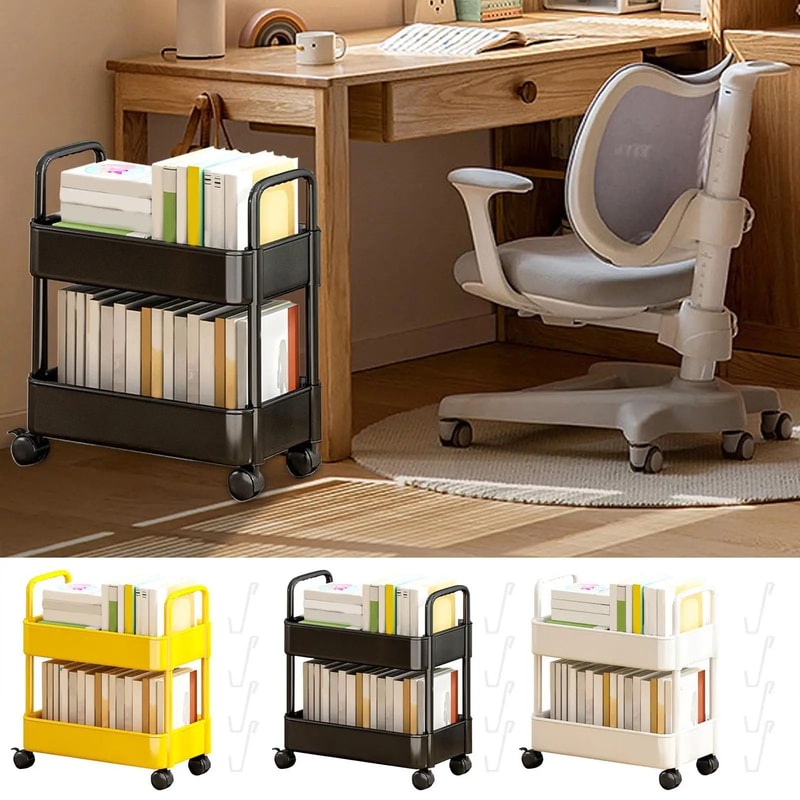 Two Tier Rolling Storage Trolley Organizer 6