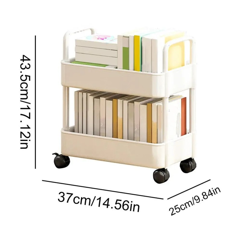 Two Tier Rolling Storage Trolley Organizer 7