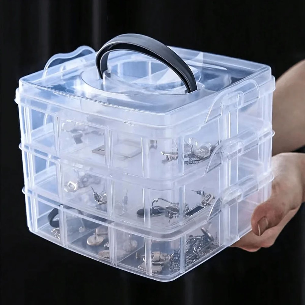 3 Layer 18 Grid Portable Storage Organizer Box 6