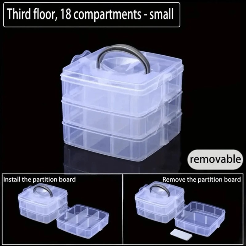 3 Layer 18 Grid Portable Storage Organizer Box 7