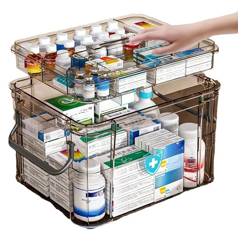 Clear Medicine Organizer Storage Box With Tray 6