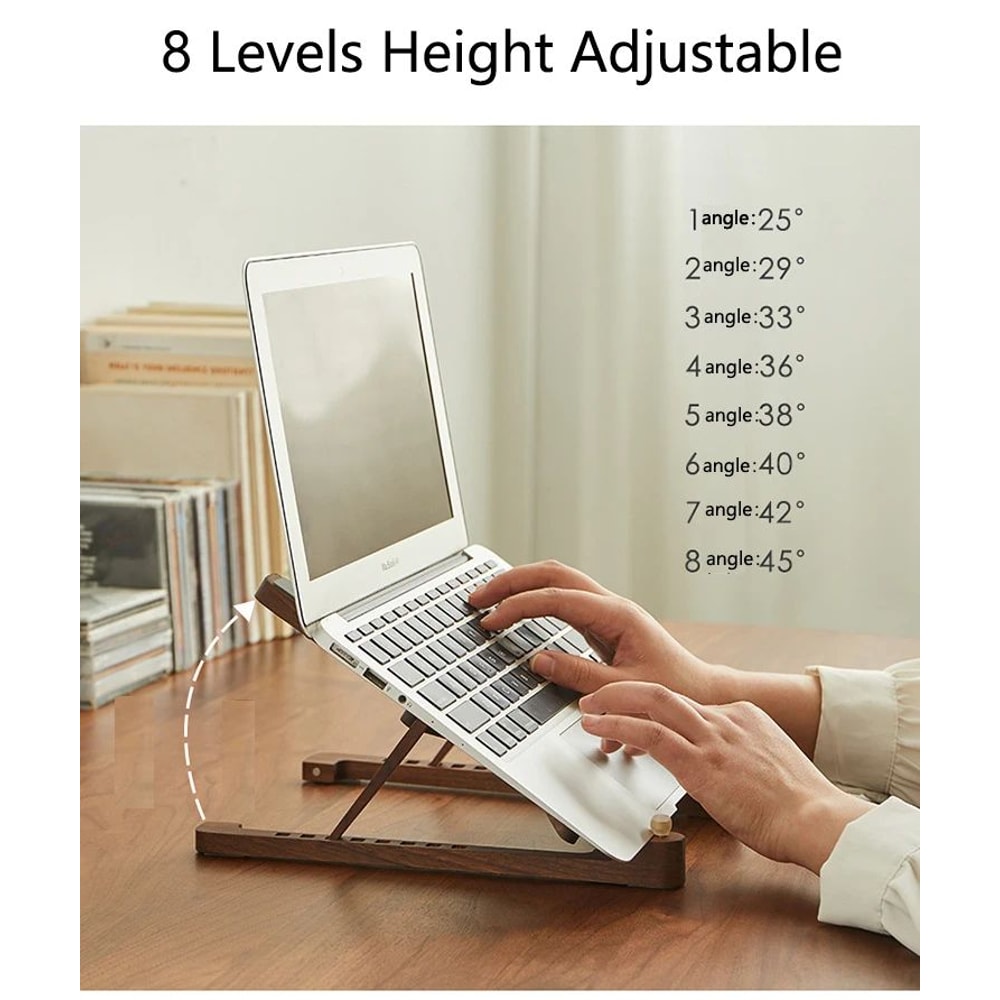 Foldable Wooden Laptop Stand Adjustable Height 6