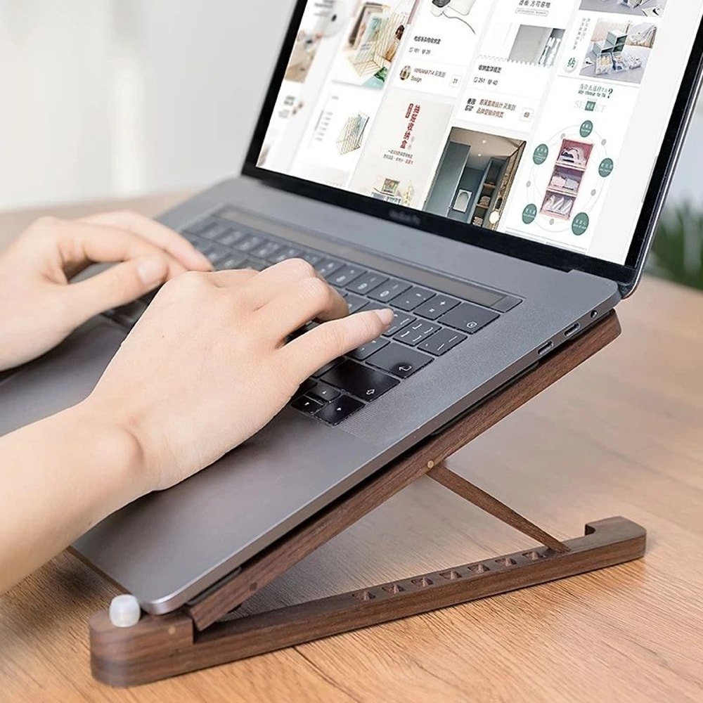 Foldable Wooden Laptop Stand Adjustable Height 8