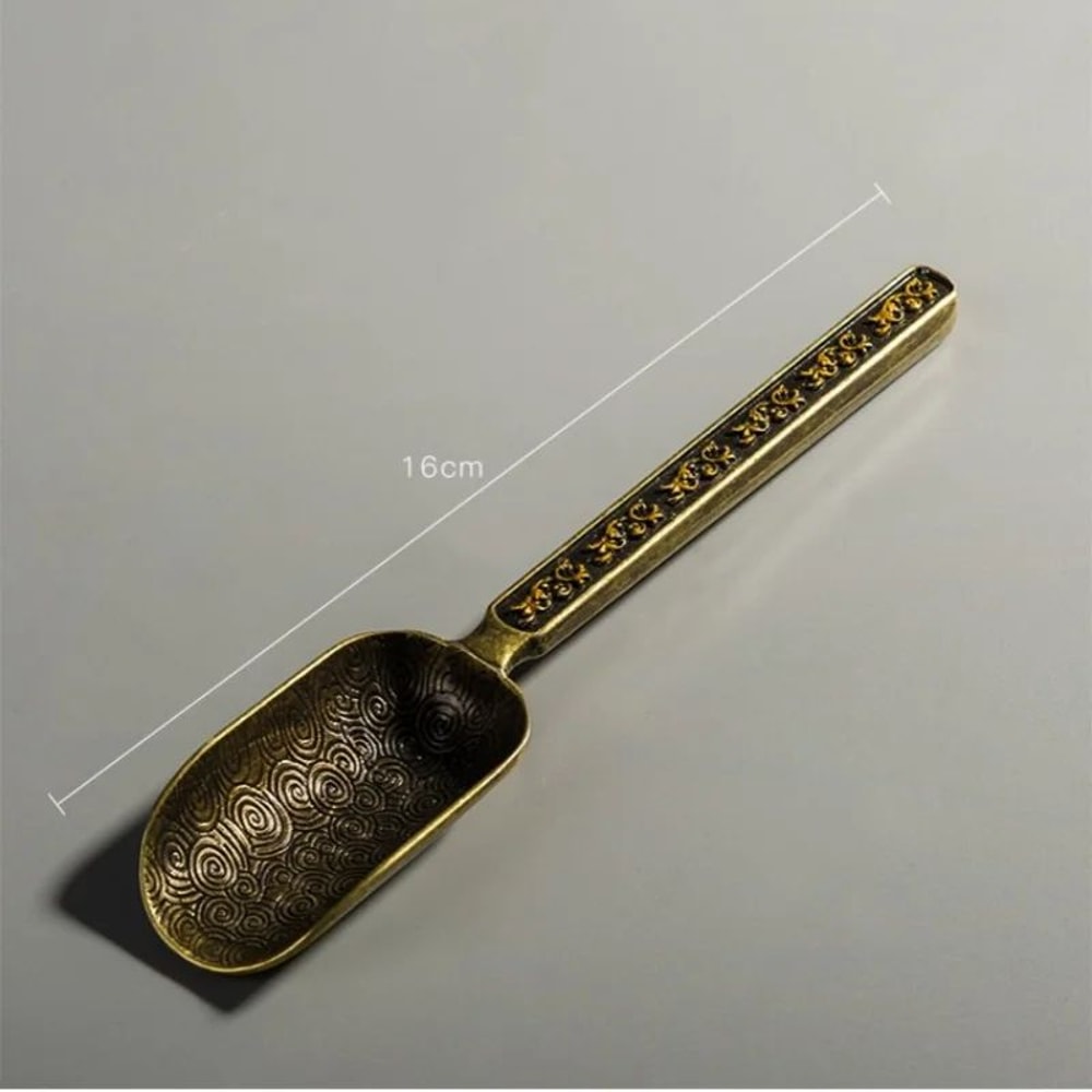 Retro Alloy Tea Spoon With Auspicious Cloud Design 4