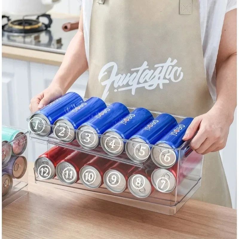 Double Layer Self Rolling Fridge Can Organizer 0
