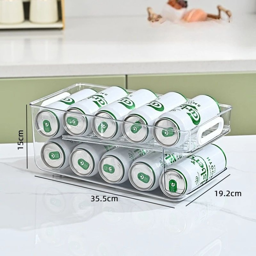 Double Layer Self Rolling Fridge Can Organizer 2