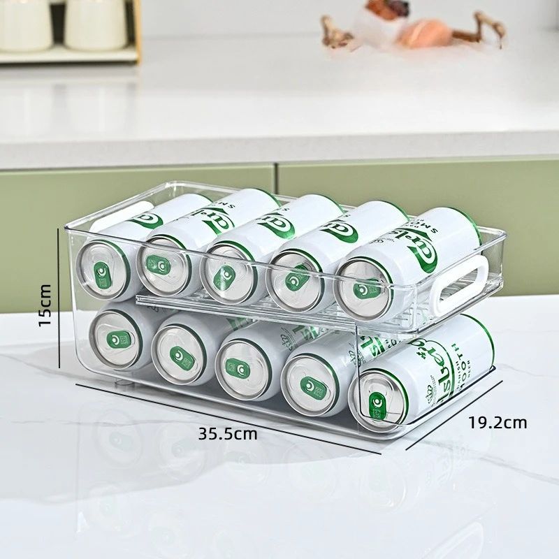 Double Layer Self Rolling Fridge Can Organizer 2