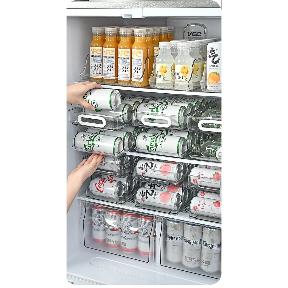 Double Layer Self Rolling Fridge Can Organizer 6