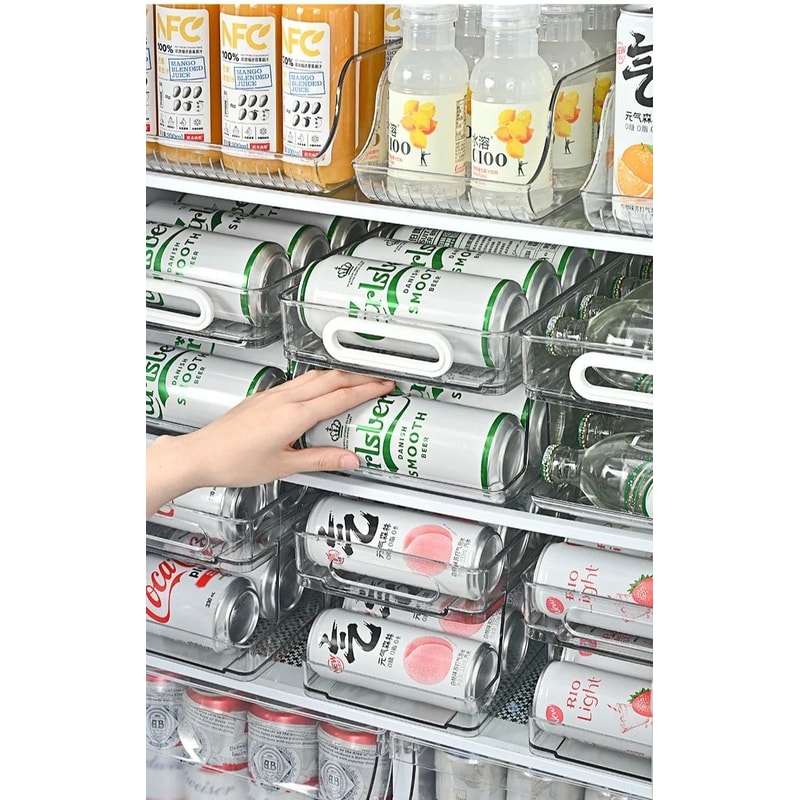 Double Layer Self Rolling Fridge Can Organizer 7