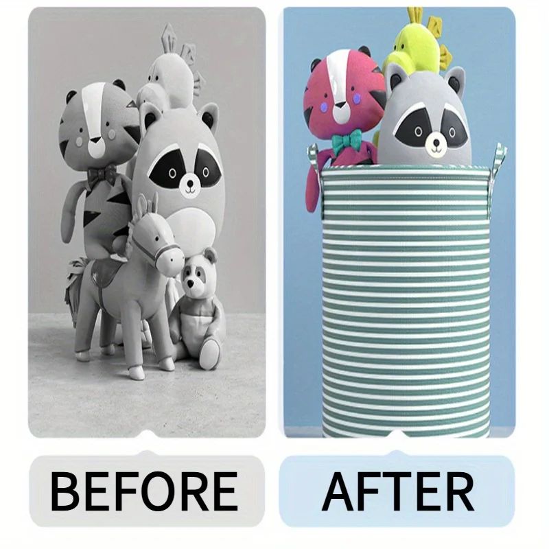 Foldable Striped Laundry Storage Basket 4