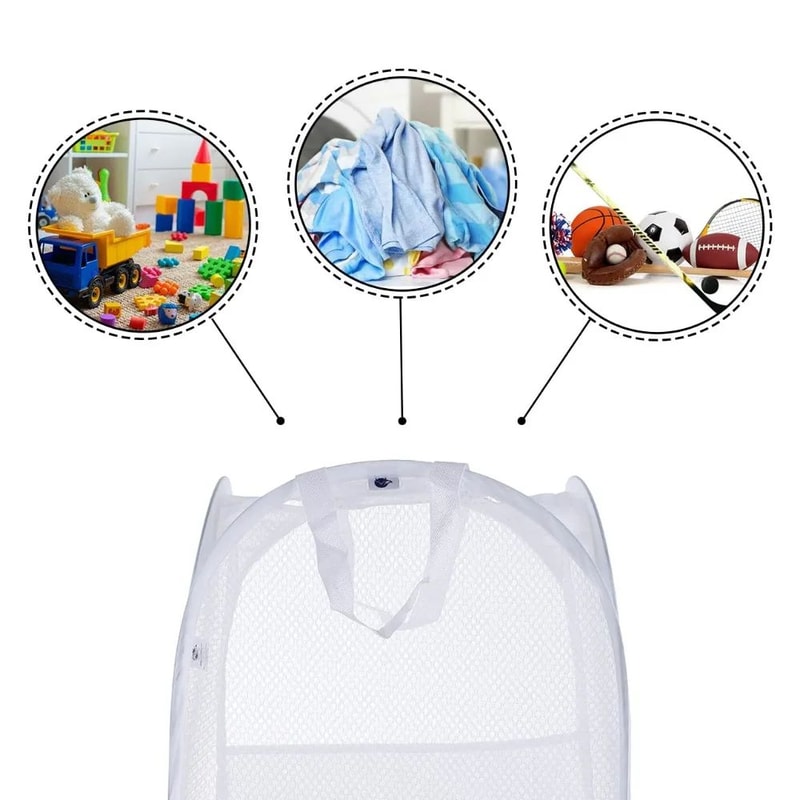 Pop Up Mesh Laundry Basket Hamper 4