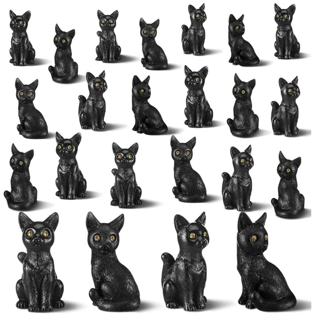 Mini Black Cat Resin Figurines 2 Pack 0