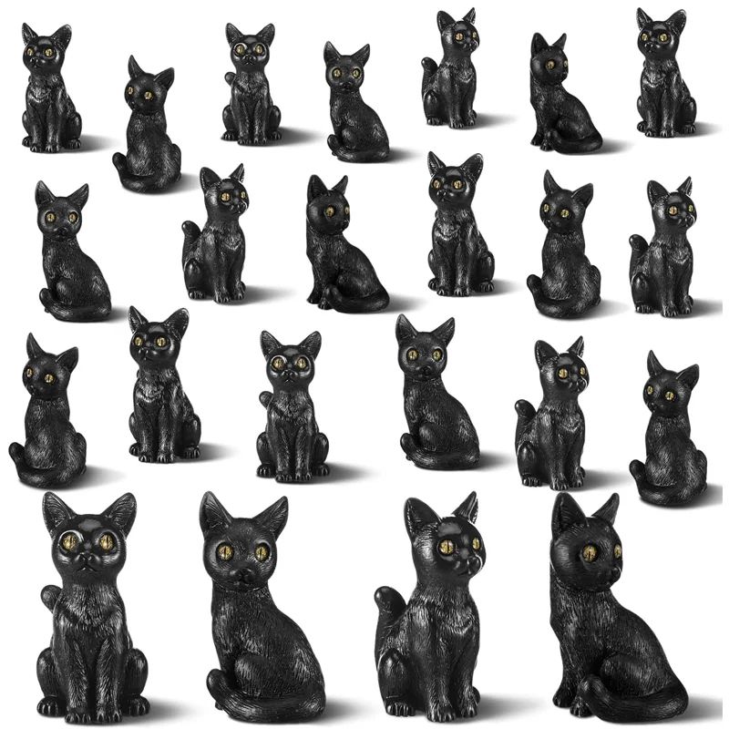 Mini Black Cat Resin Figurines 2 Pack 0