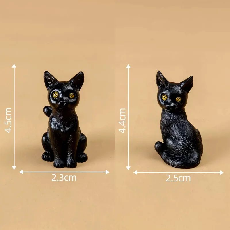 Mini Black Cat Resin Figurines 2 Pack 3