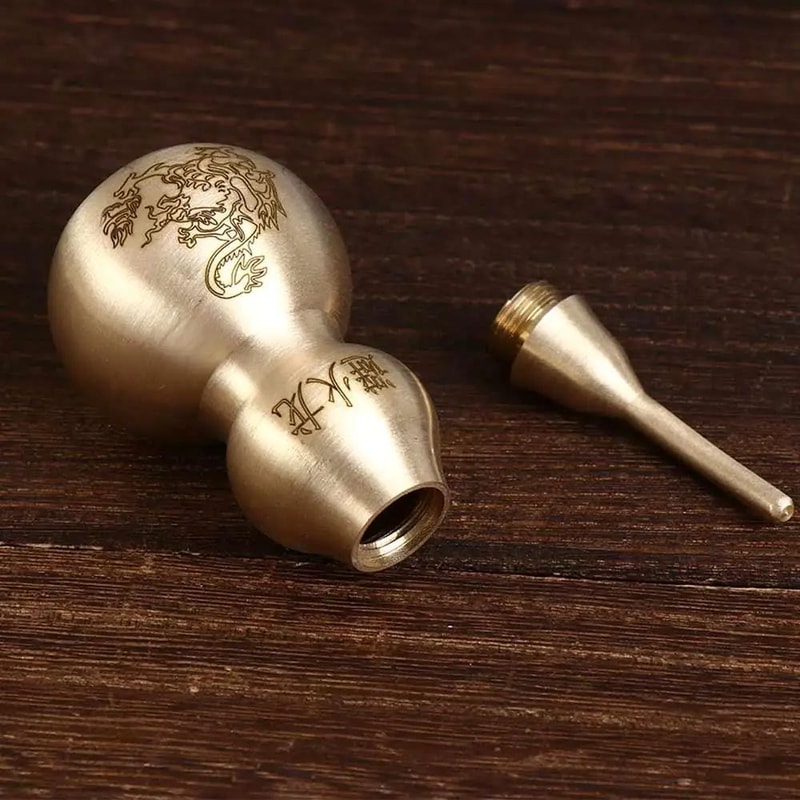 Brass Feng Shui Wu Lou Gourd Statue 3