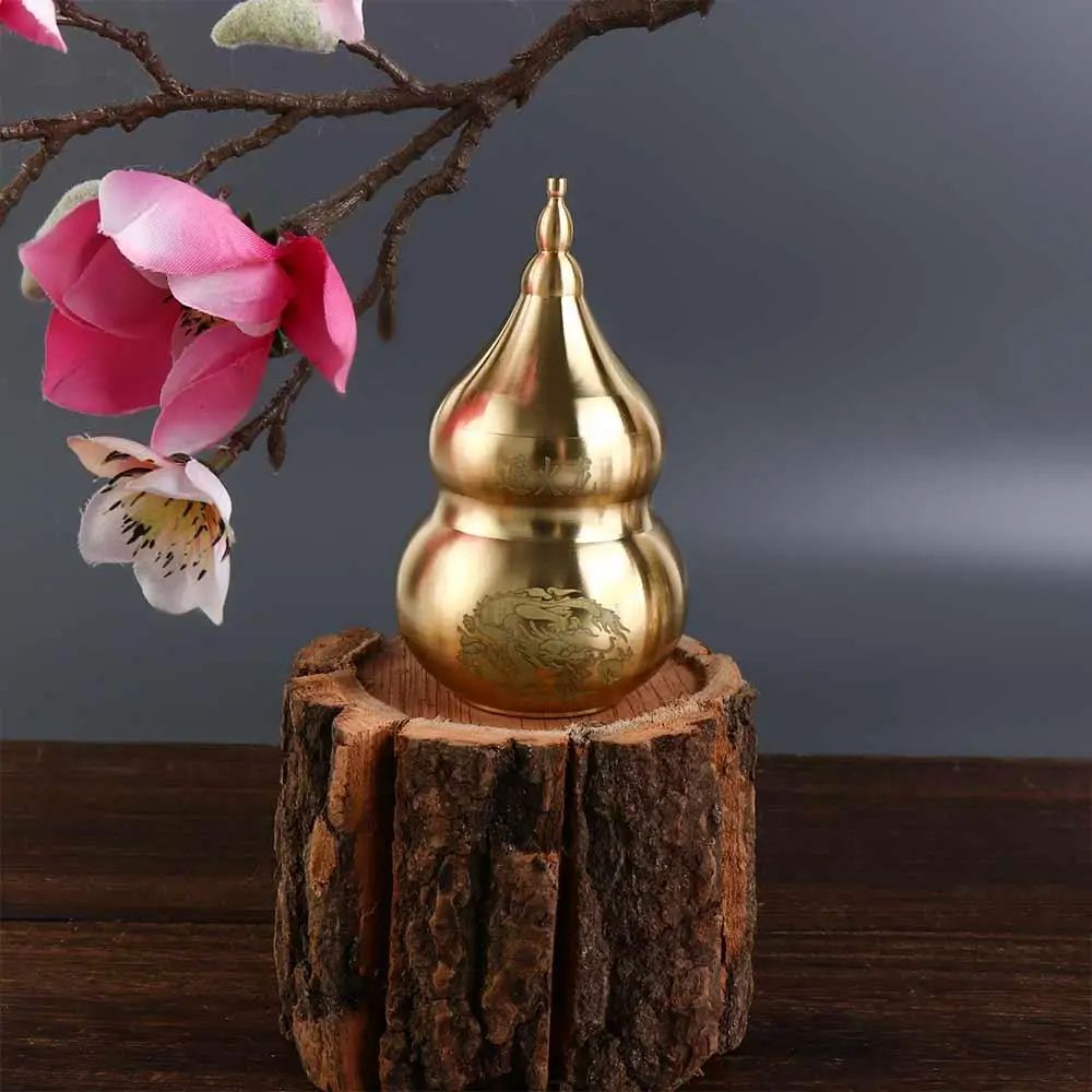 Brass Feng Shui Wu Lou Gourd Statue 8