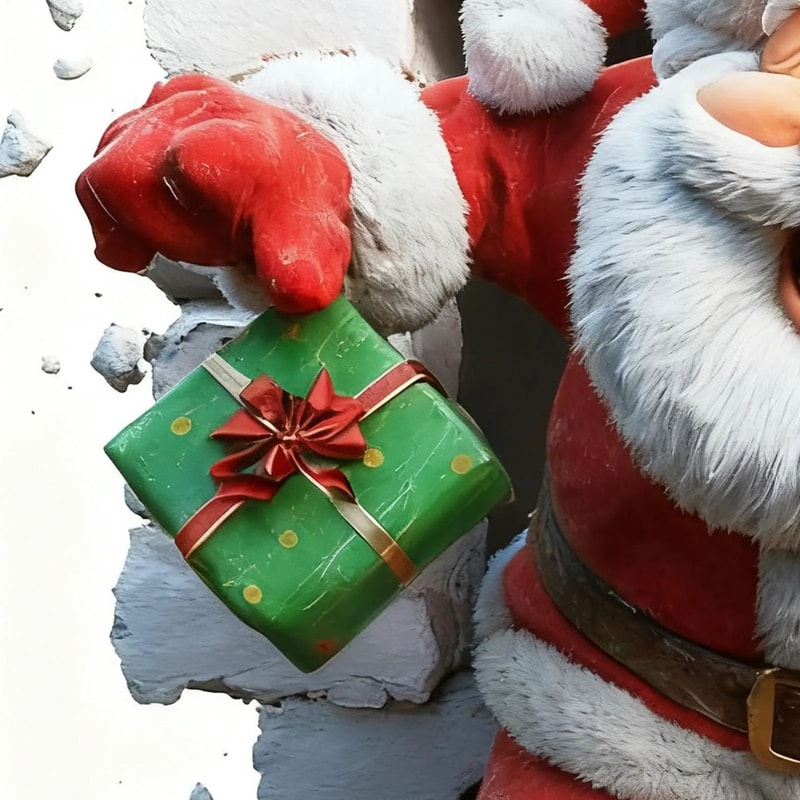 3D Wall Breaking Santa Claus Christmas Sticker 4