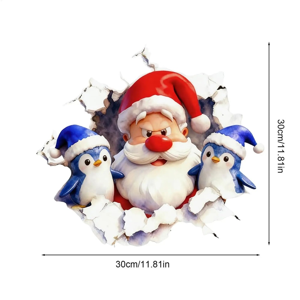 3D Wall Breaking Santa Claus Christmas Sticker 5