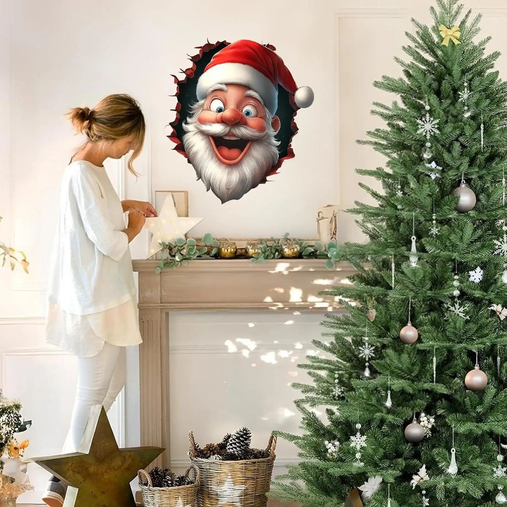 3D Wall Breaking Santa Claus Christmas Sticker 7